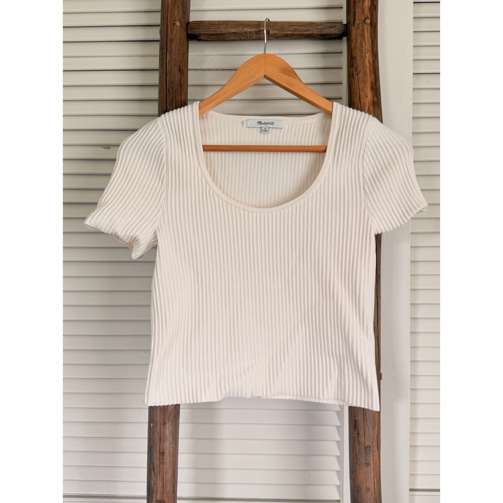 Madewell Ribbed Scoop Neck Top Medium White
